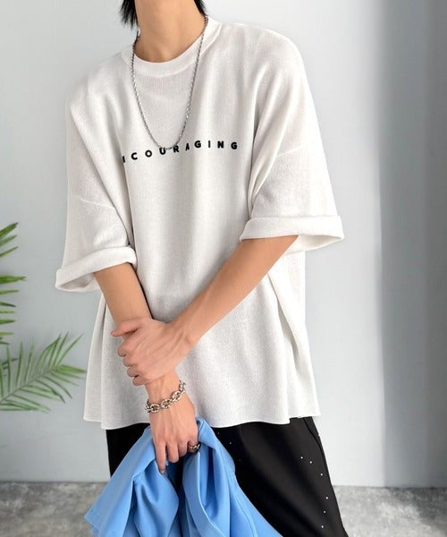 Classical Elf 《JaVaジャバコラボ》Tシャツにはない品格を。ロゴプリントオーバーサイズサマーニットプルオーバー商品画像-14
