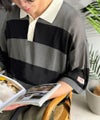 Classical Elf 《JaVaジャバコラボ》【接触冷感機能付き】シャリ感がクセになる夏仕様ニット素材。太ボーダー涼やかラガーポロシャツ商品サムネイル-5