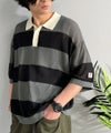 Classical Elf 《JaVaジャバコラボ》【接触冷感機能付き】シャリ感がクセになる夏仕様ニット素材。太ボーダー涼やかラガーポロシャツ商品サムネイル-8