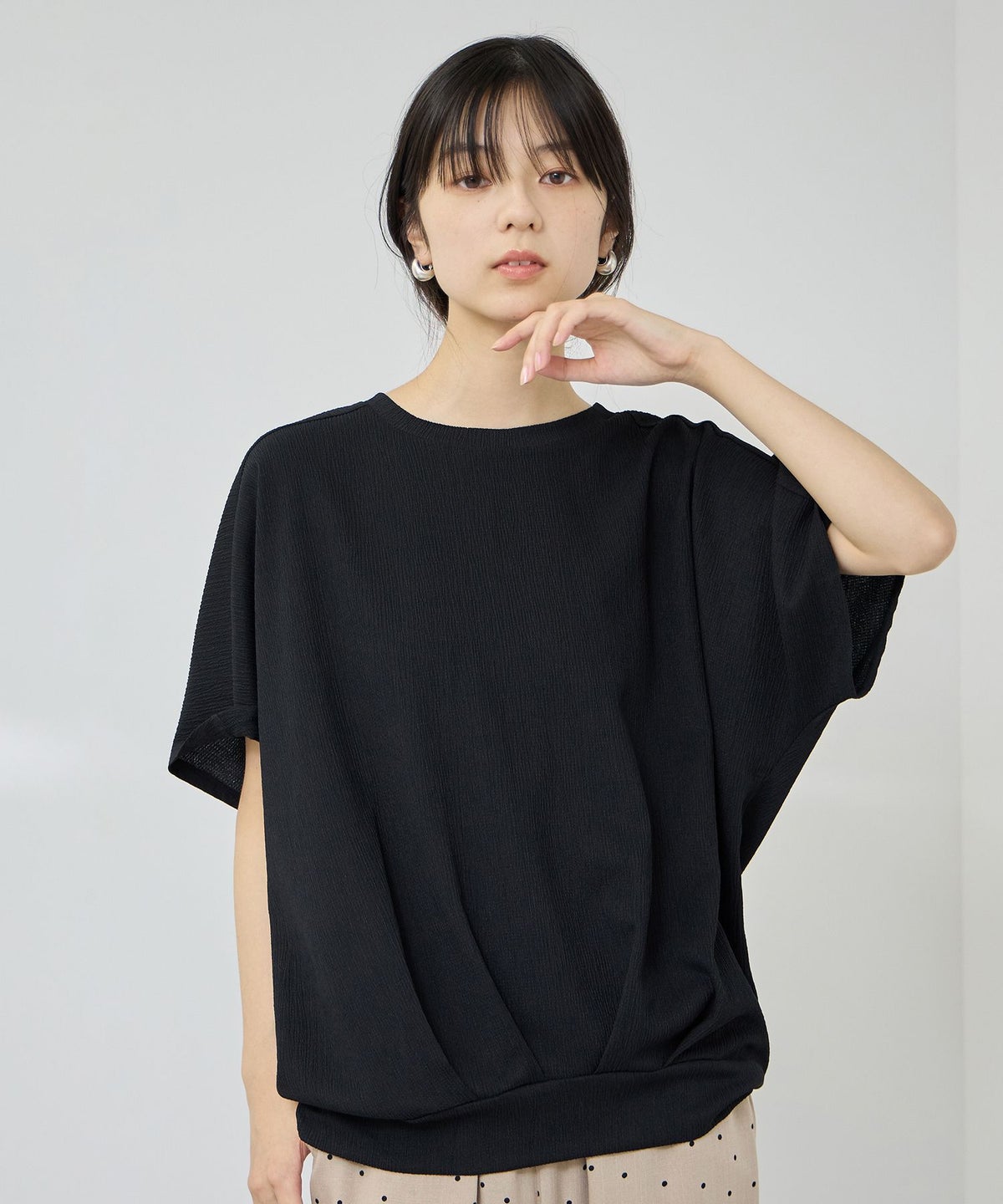 NAVY SARARI UVカット 裾タックシボプルオーバー レディース メール便 対応商品