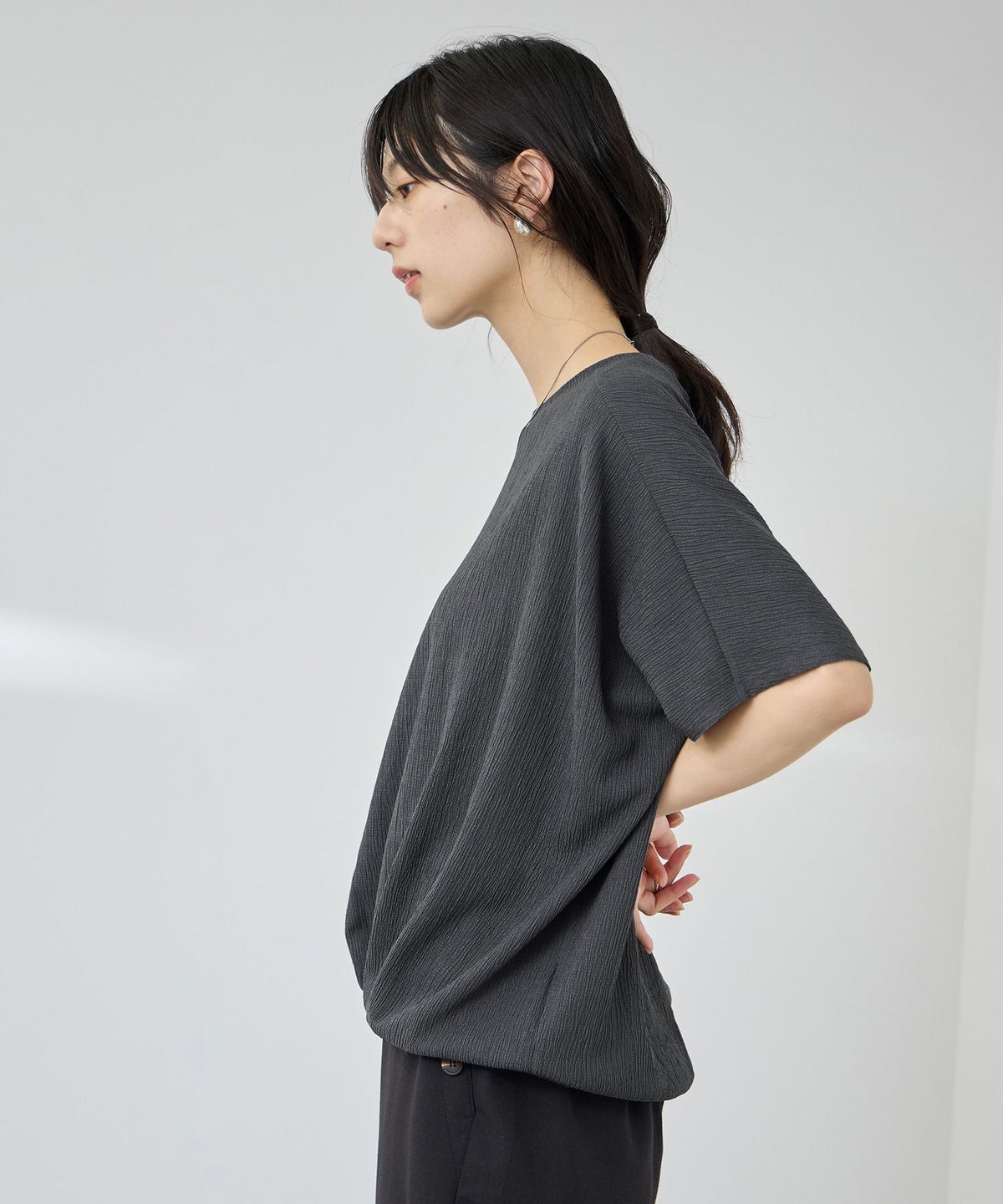 NAVY SARARI UVカット 裾タックシボプルオーバー レディース メール便 対応商品