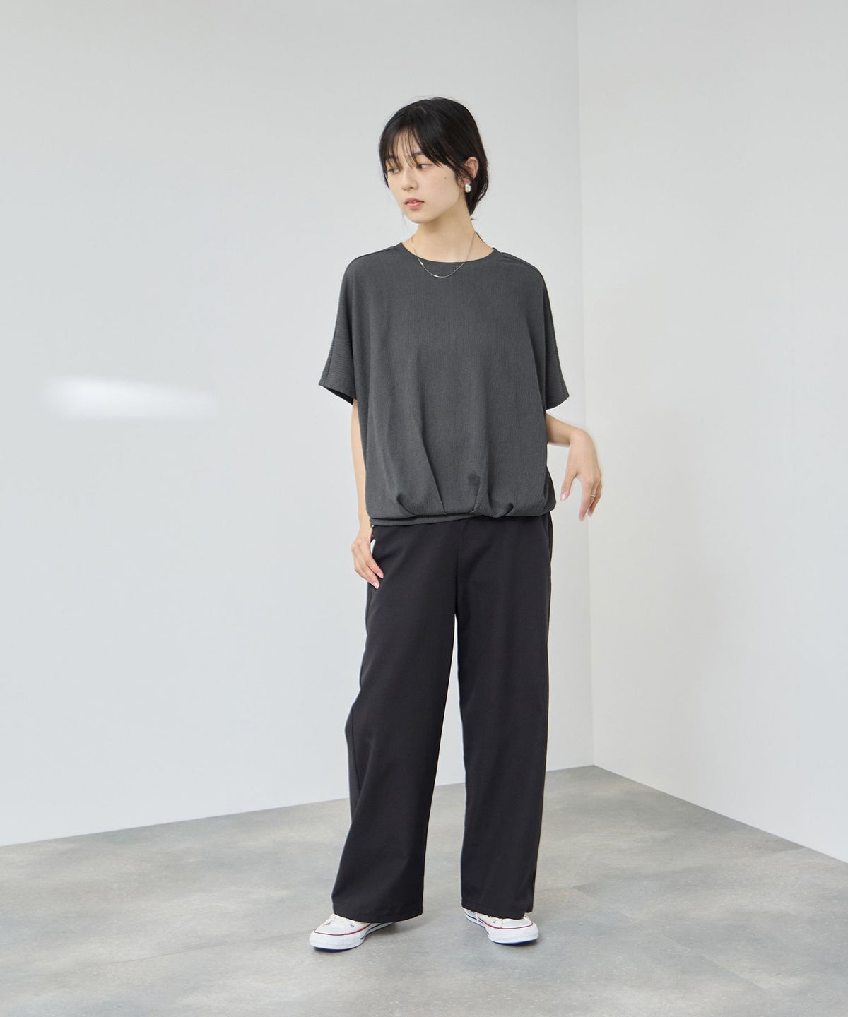 NAVY SARARI UVカット 裾タックシボプルオーバー レディース メール便 対応商品