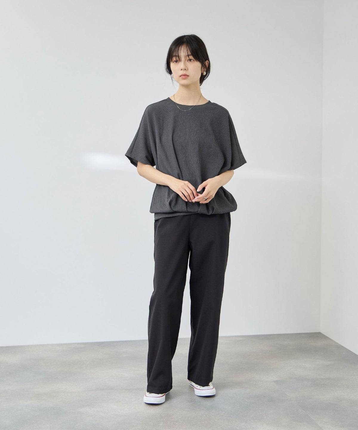 NAVY SARARI UVカット 裾タックシボプルオーバー レディース メール便 対応商品