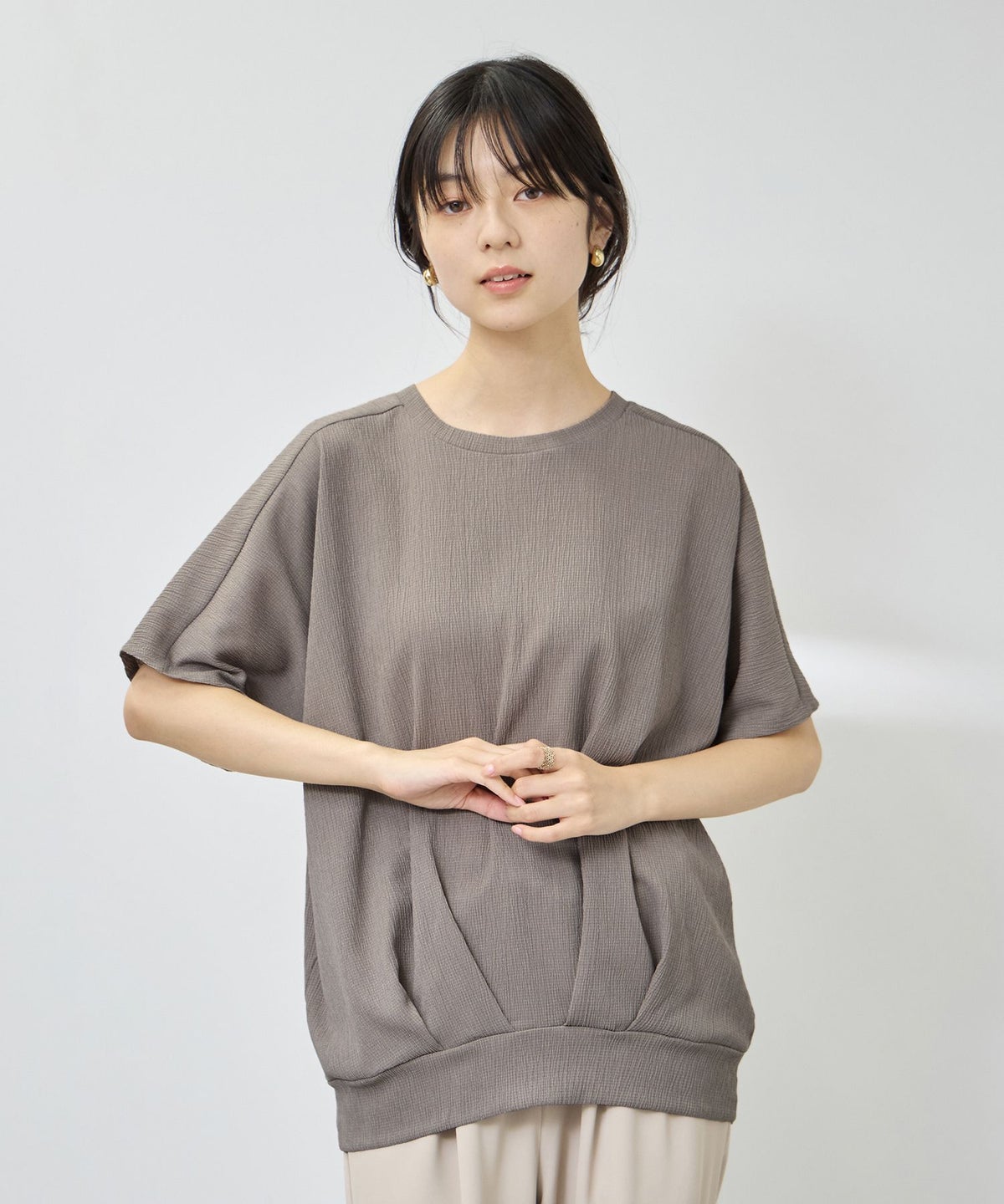NAVY SARARI UVカット 裾タックシボプルオーバー レディース メール便 対応商品