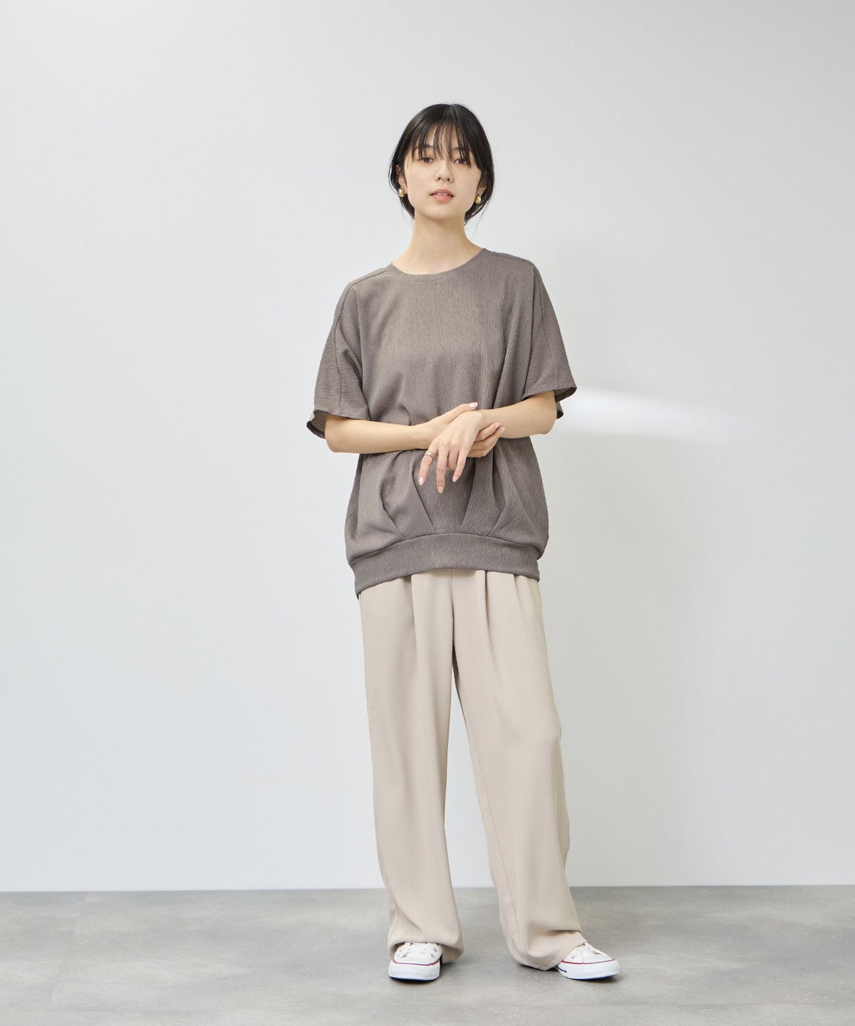 NAVY SARARI UVカット 裾タックシボプルオーバー レディース メール便 対応商品