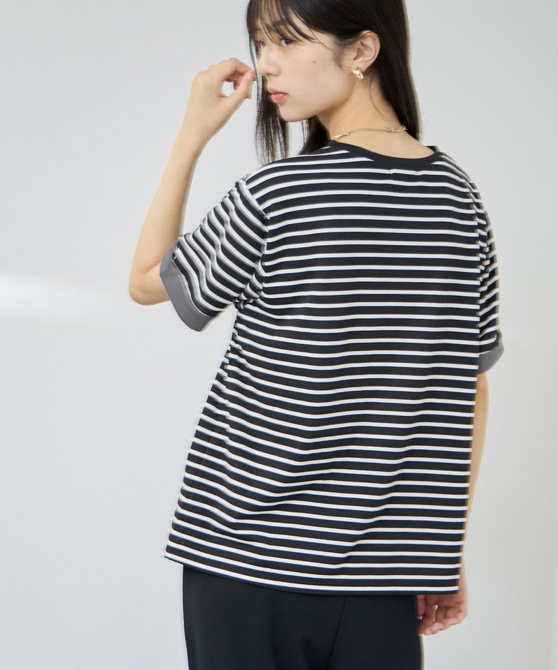 NAVY SARARI 接触冷感 UVカット 袖配色クルーネックTシャツ レディース メール便 対応商品商品画像-6