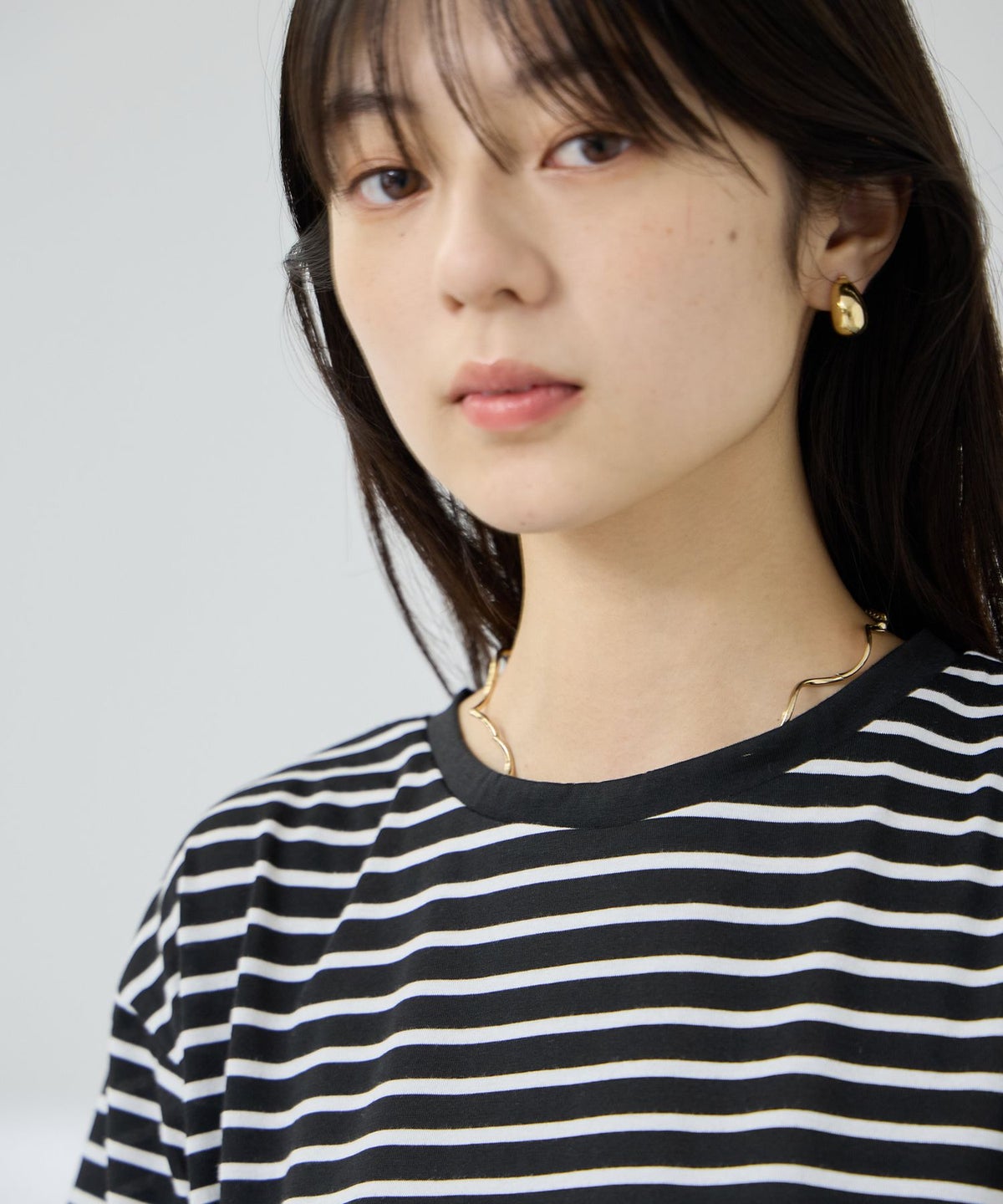 NAVY SARARI 接触冷感 UVカット 袖配色クルーネックTシャツ レディース メール便 対応商品