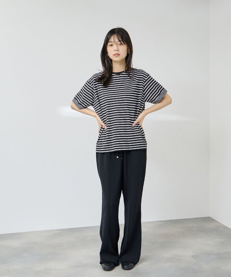 [値下げ]NAVY  SARARI 接触冷感 UVカット 袖配色クルーネックTシャツ レディース メール便 対応商品商品画像-8