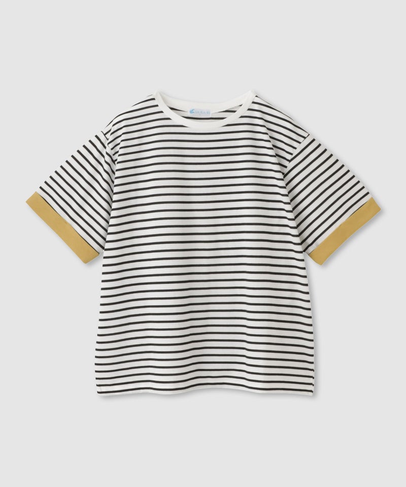 [値下げ]NAVY  SARARI 接触冷感 UVカット 袖配色クルーネックTシャツ レディース メール便 対応商品商品画像-17