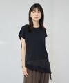 [値下げ]NAVY  SARARI 接触冷感 UVカット 裾アシンメトリーレースTシャツ レディース メール便 対応商品商品サムネイル-4