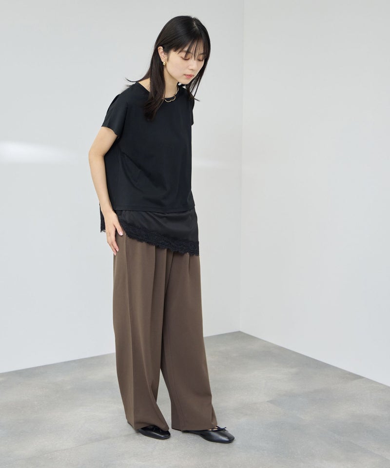 NAVY SARARI 接触冷感 UVカット 裾アシンメトリーレースTシャツ レディース メール便 対応商品商品画像-9