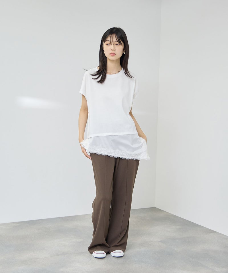 [値下げ]NAVY  SARARI 接触冷感 UVカット 裾アシンメトリーレースTシャツ レディース メール便 対応商品商品画像-12