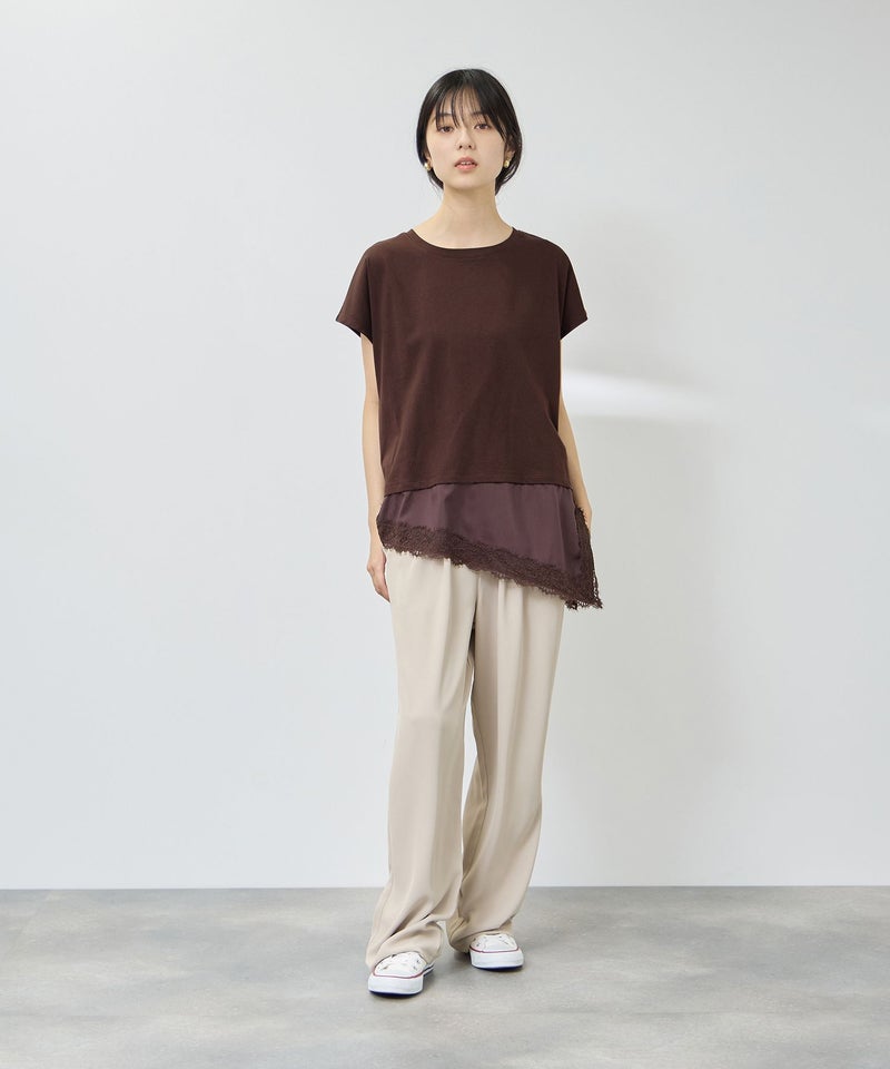 [値下げ]NAVY  SARARI 接触冷感 UVカット 裾アシンメトリーレースTシャツ レディース メール便 対応商品商品画像-14