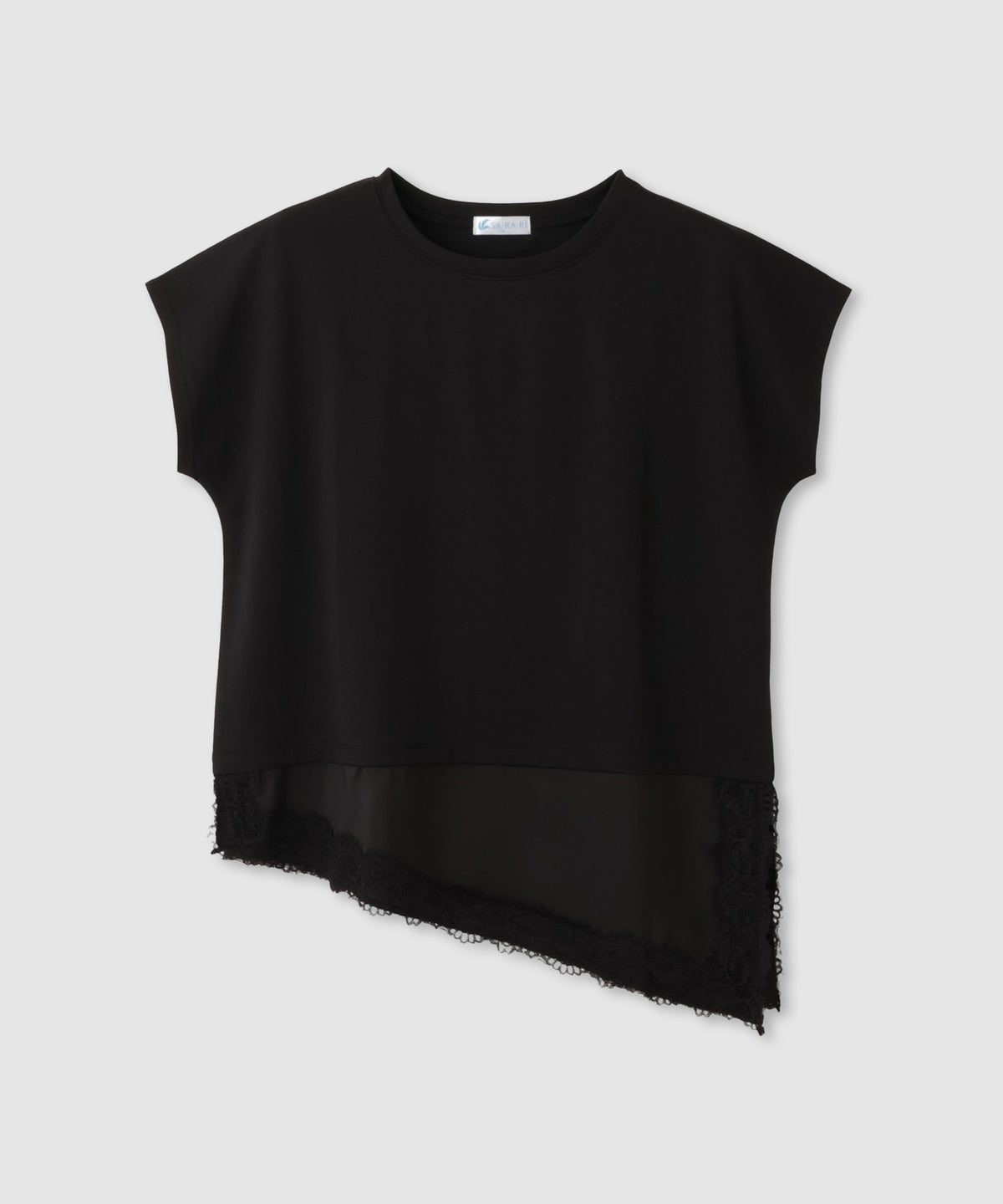 NAVY SARARI 接触冷感 UVカット 裾アシンメトリーレースTシャツ レディース メール便 対応商品