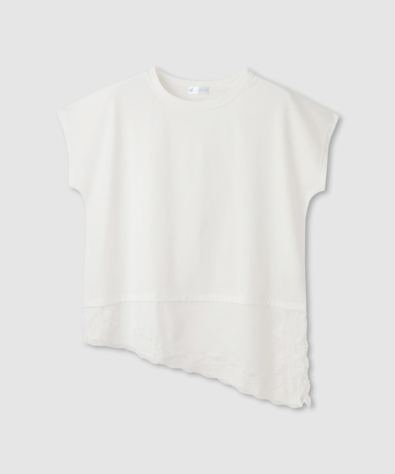 NAVY SARARI 接触冷感 UVカット 裾アシンメトリーレースTシャツ レディース メール便 対応商品商品画像-17
