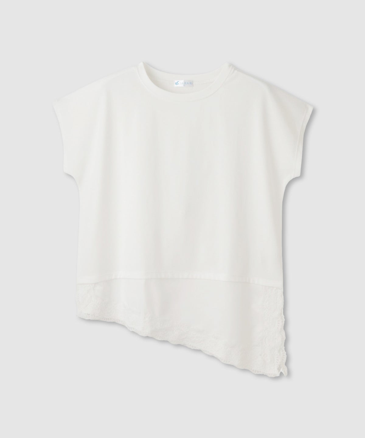 NAVY SARARI 接触冷感 UVカット 裾アシンメトリーレースTシャツ レディース メール便 対応商品