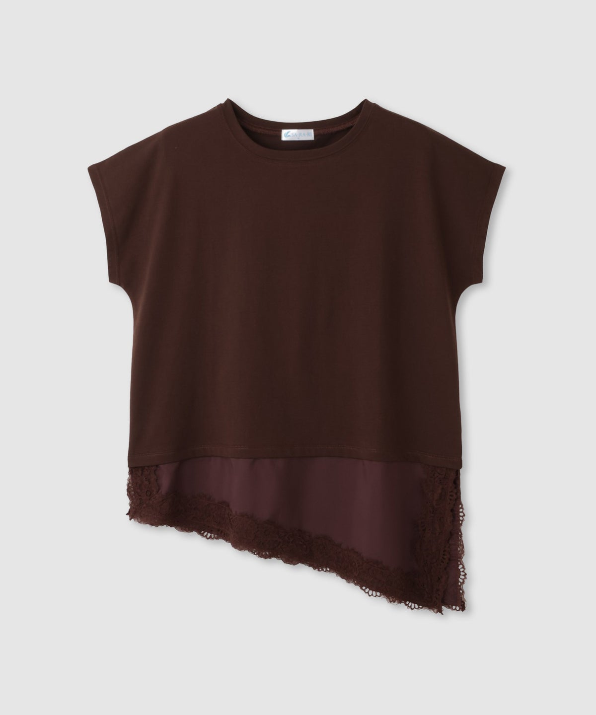 NAVY SARARI 接触冷感 UVカット 裾アシンメトリーレースTシャツ レディース メール便 対応商品