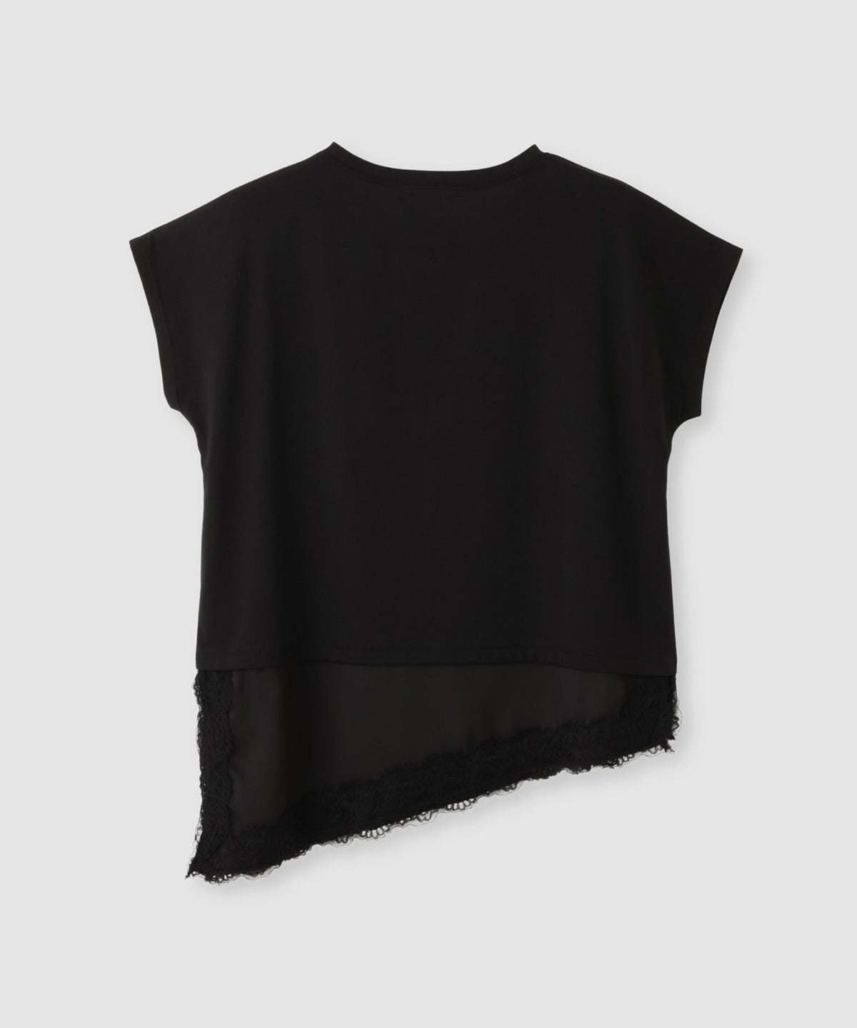 NAVY SARARI 接触冷感 UVカット 裾アシンメトリーレースTシャツ レディース メール便 対応商品