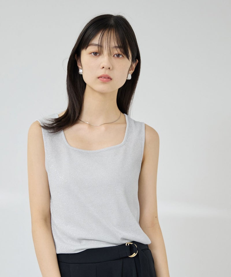 NAVY SARARI UVカット スクエアネックラメタンクトップ レディース メール便 対応商品商品画像-2