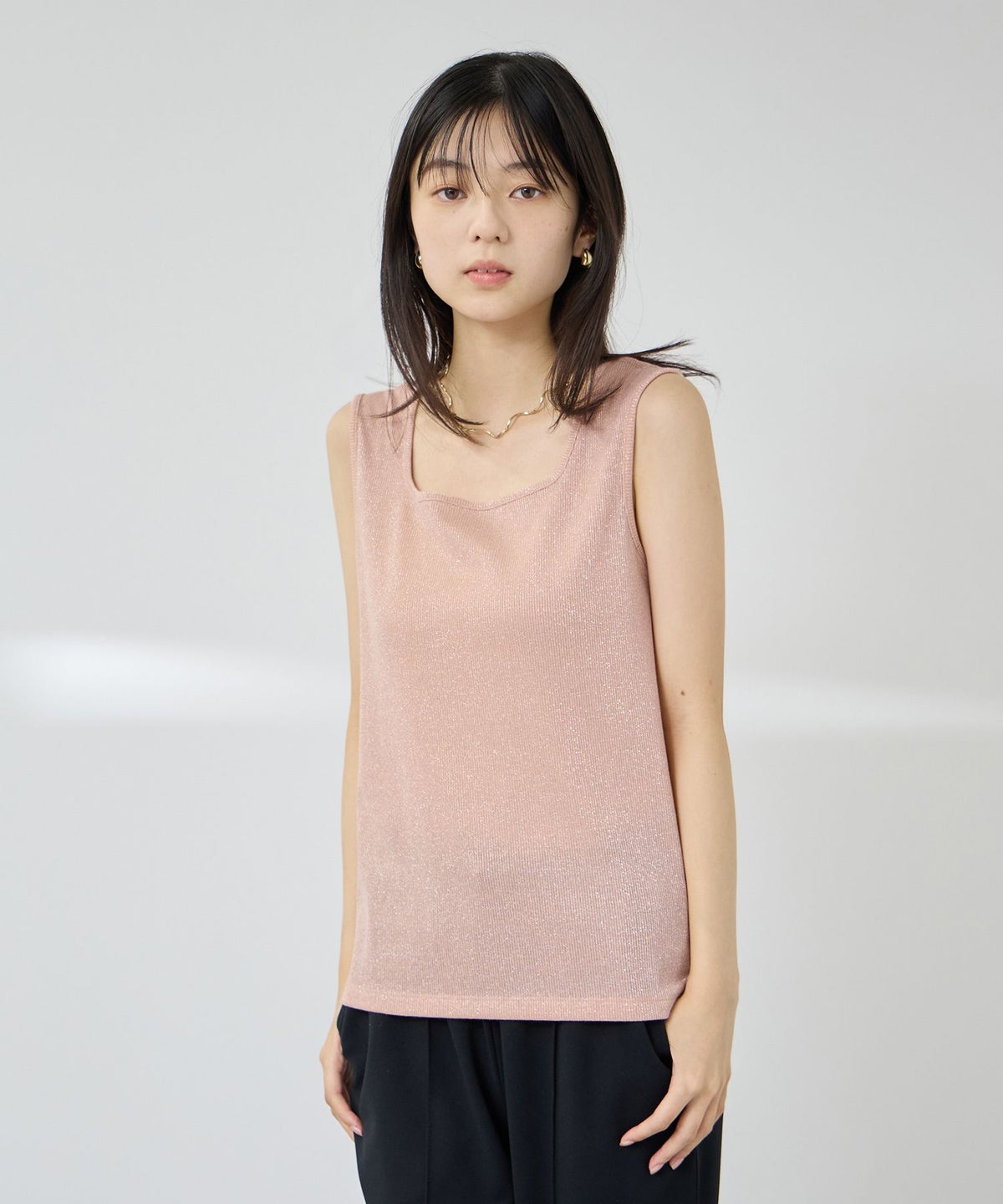 NAVY SARARI UVカット スクエアネックラメタンクトップ レディース メール便 対応商品