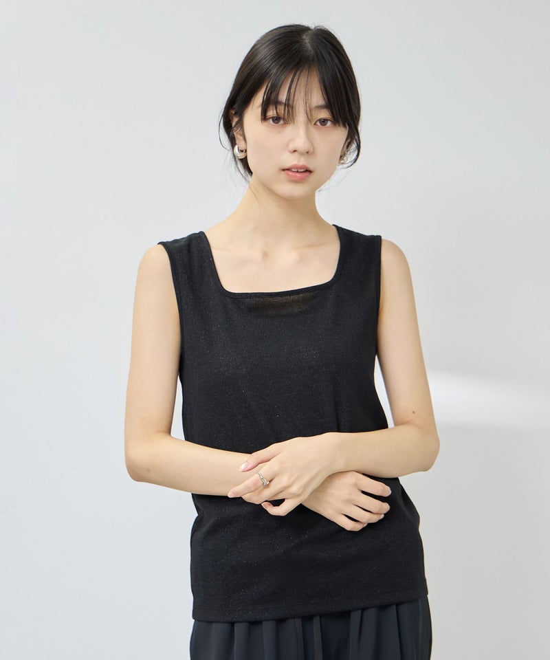 NAVY SARARI UVカット スクエアネックラメタンクトップ レディース メール便 対応商品商品画像-5