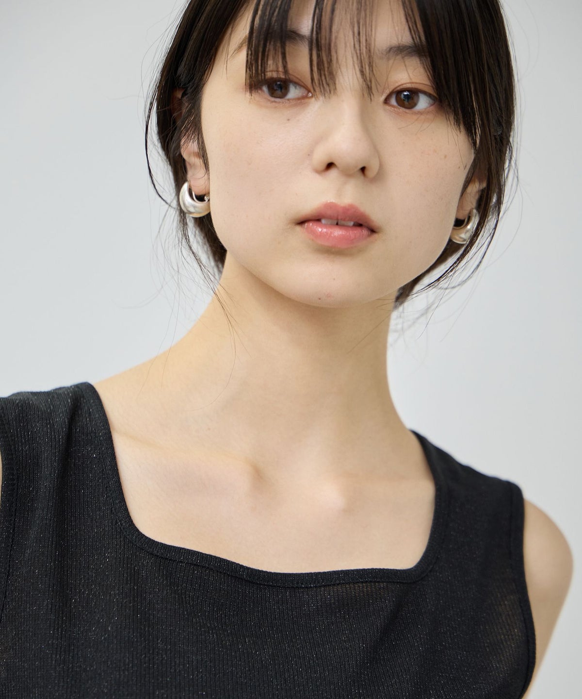 NAVY SARARI UVカット スクエアネックラメタンクトップ レディース メール便 対応商品