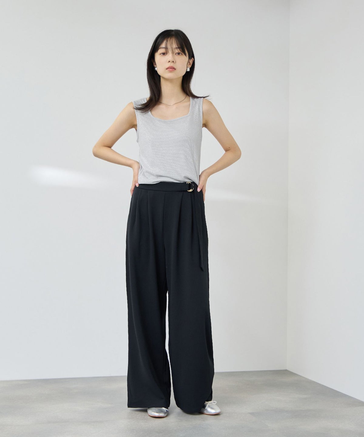NAVY SARARI UVカット スクエアネックラメタンクトップ レディース メール便 対応商品