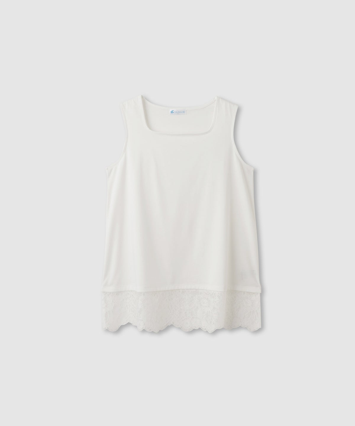 NAVY SARARI 接触冷感 UVカット スクエアネック裾レースタンクトップ レディース メール便 対応商品