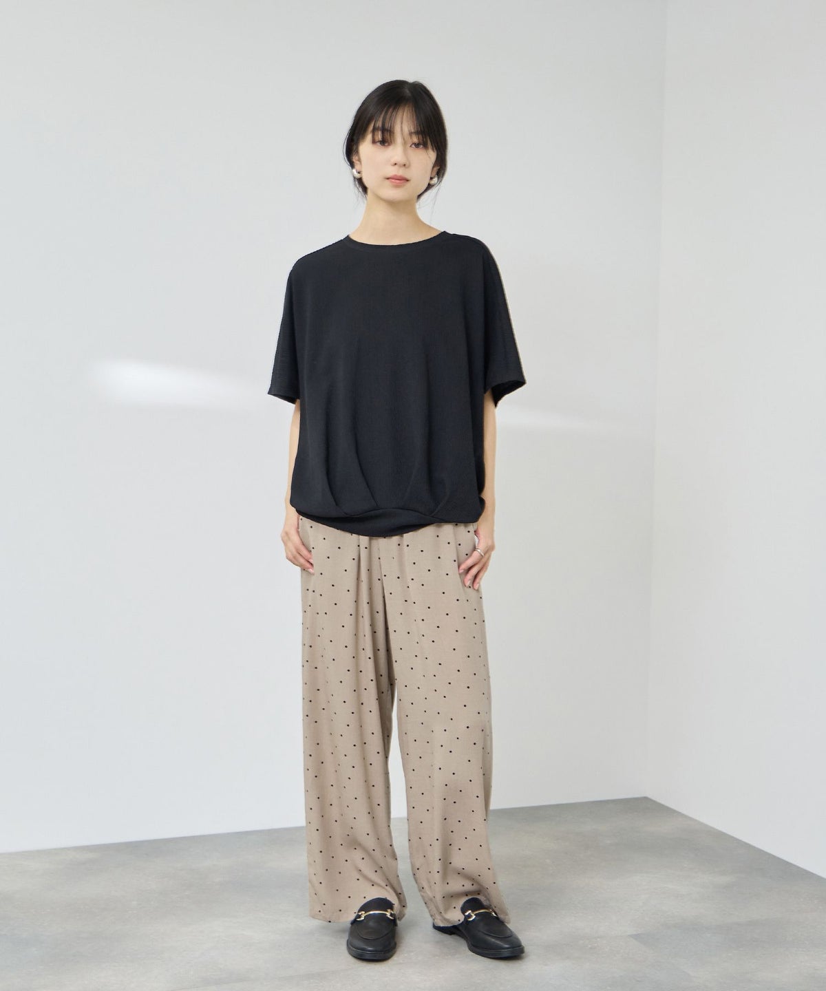 NAVY SARARI 接触冷感 スラブレーヨンドット柄イージーパンツ レディース