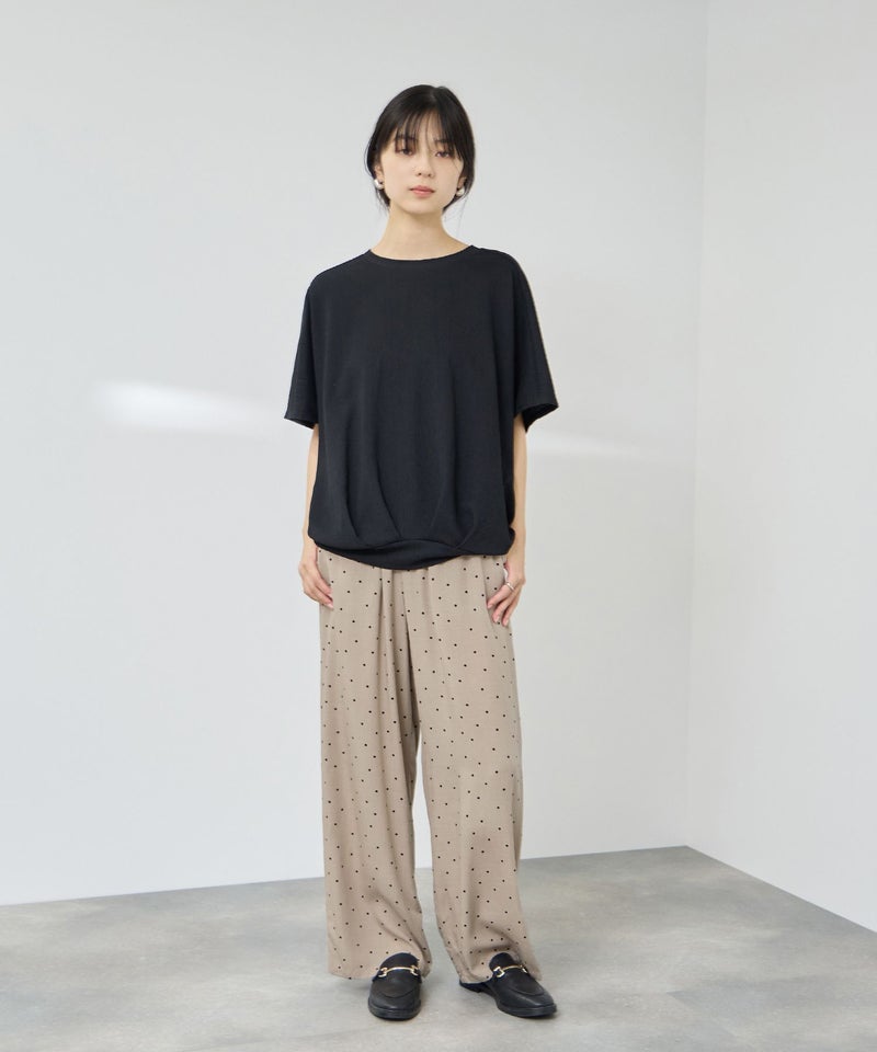 NAVY  SARARI 接触冷感 スラブレーヨンドット柄イージーパンツ レディース商品画像-7