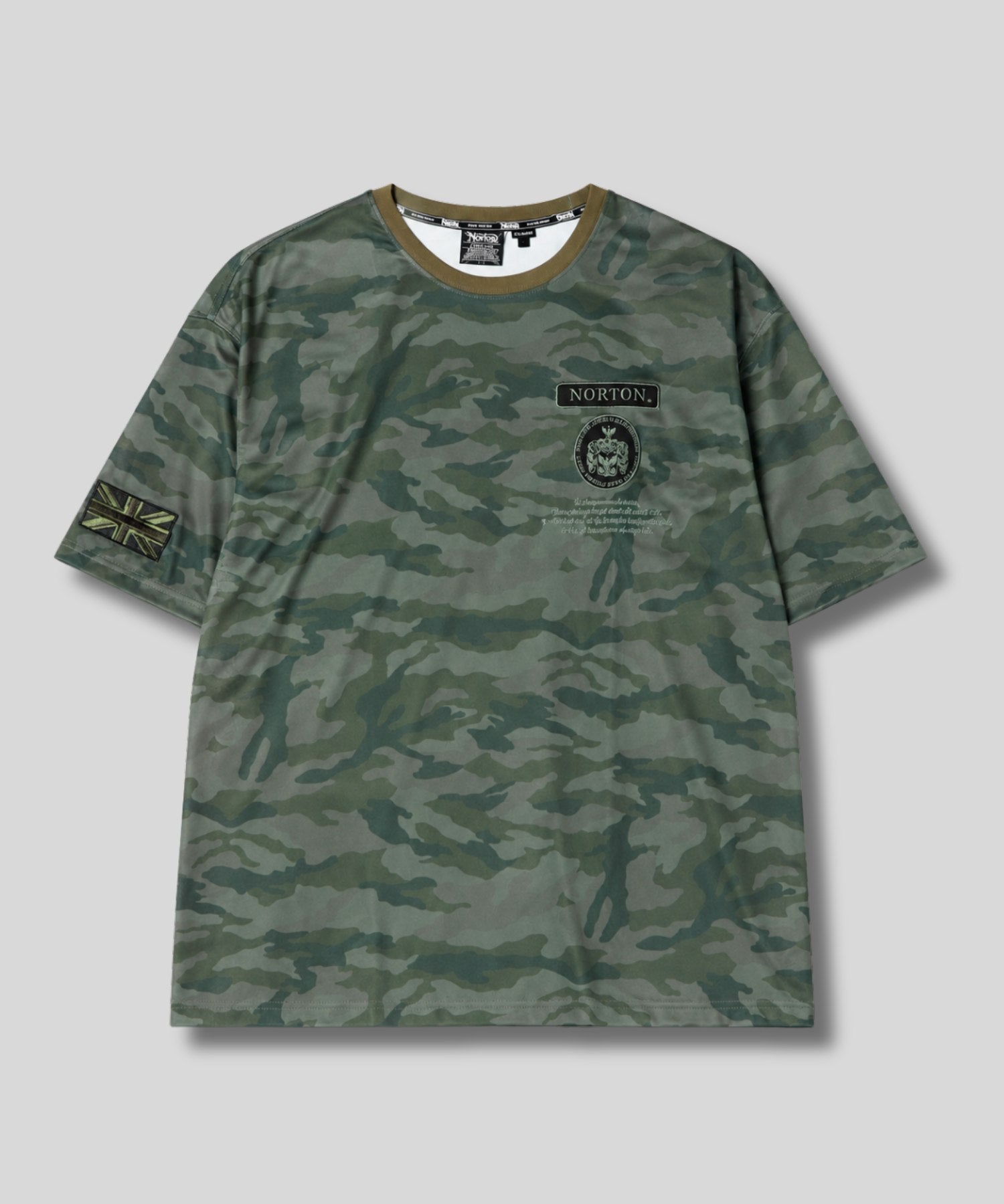 Norton カモフラ柄 ワッペンバックロゴクルーネック半袖Tシャツ メンズ