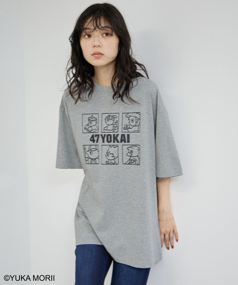 47YOKAI  YOKAIモノクロキャラクタープリントTシャツ メンズ メール便 対応商品商品画像-2