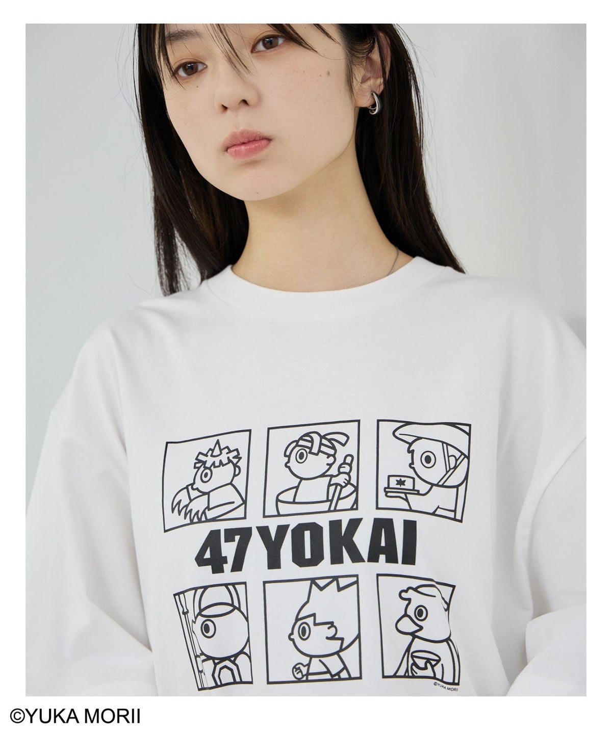 47YOKAI YOKAIモノクロキャラクタープリントTシャツ メンズ メール便 対応商品