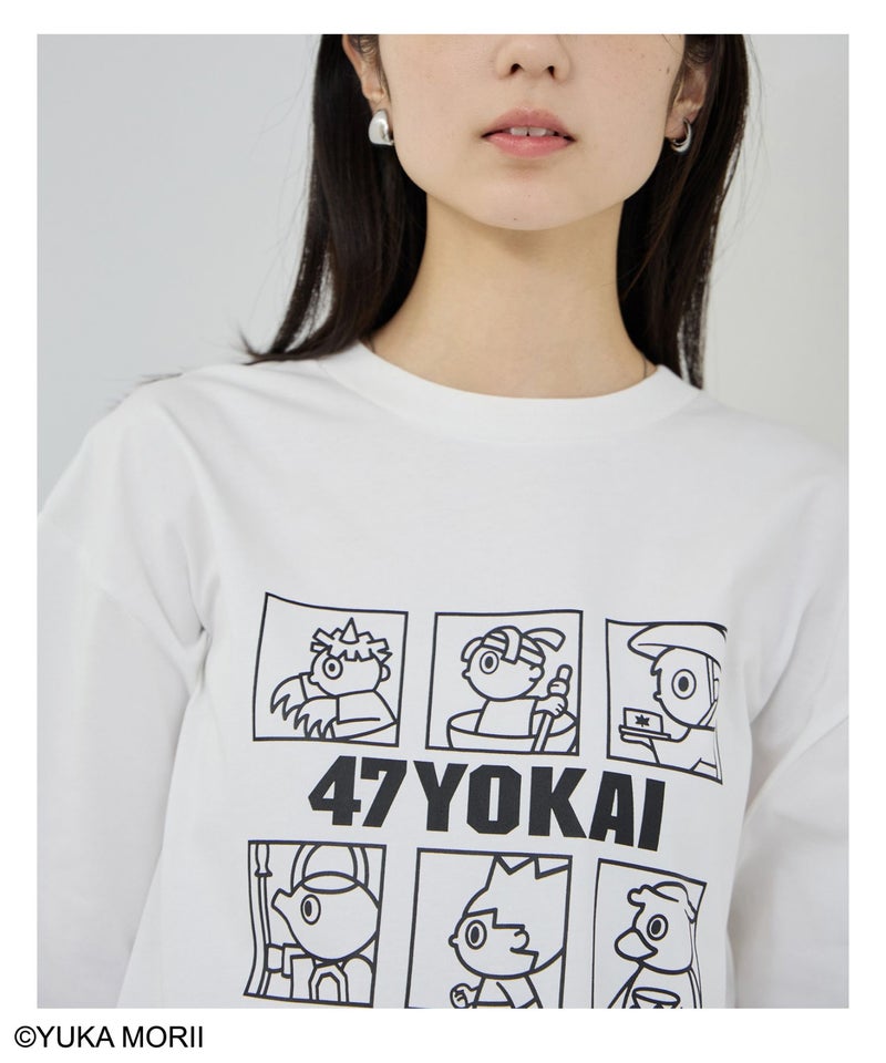 47YOKAI  YOKAIモノクロキャラクタープリントTシャツ メンズ メール便 対応商品商品画像-8