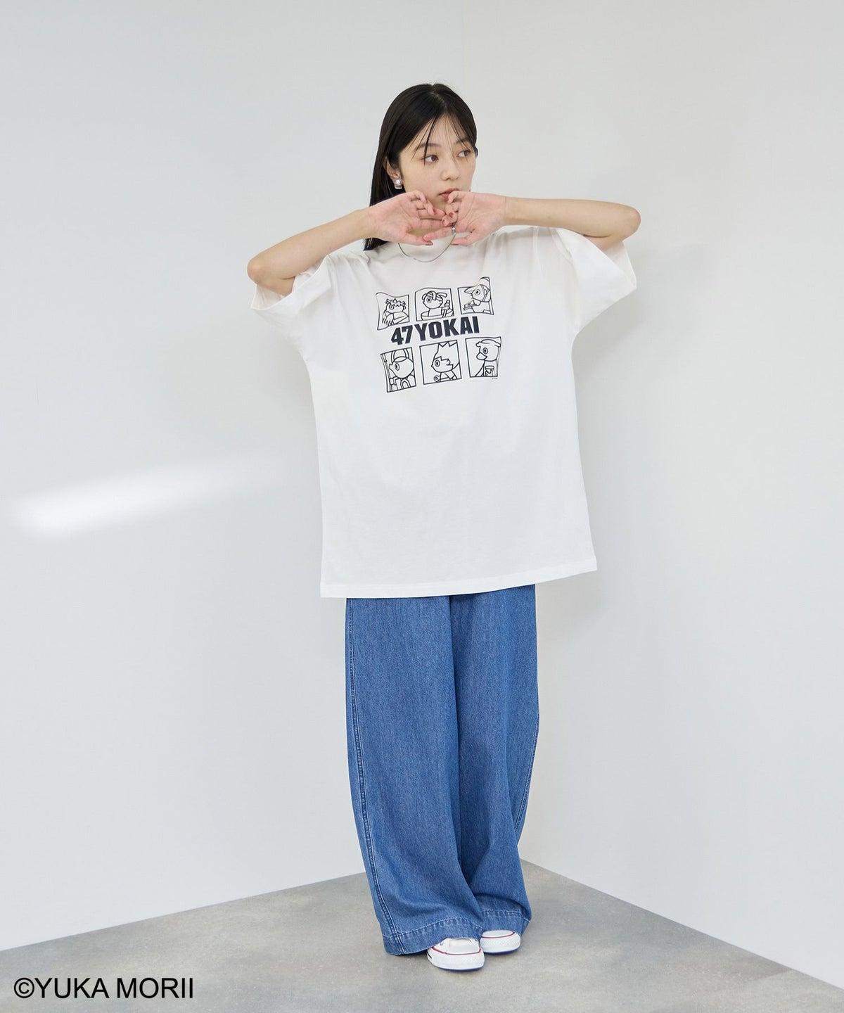 47YOKAI YOKAIモノクロキャラクタープリントTシャツ メンズ メール便 対応商品