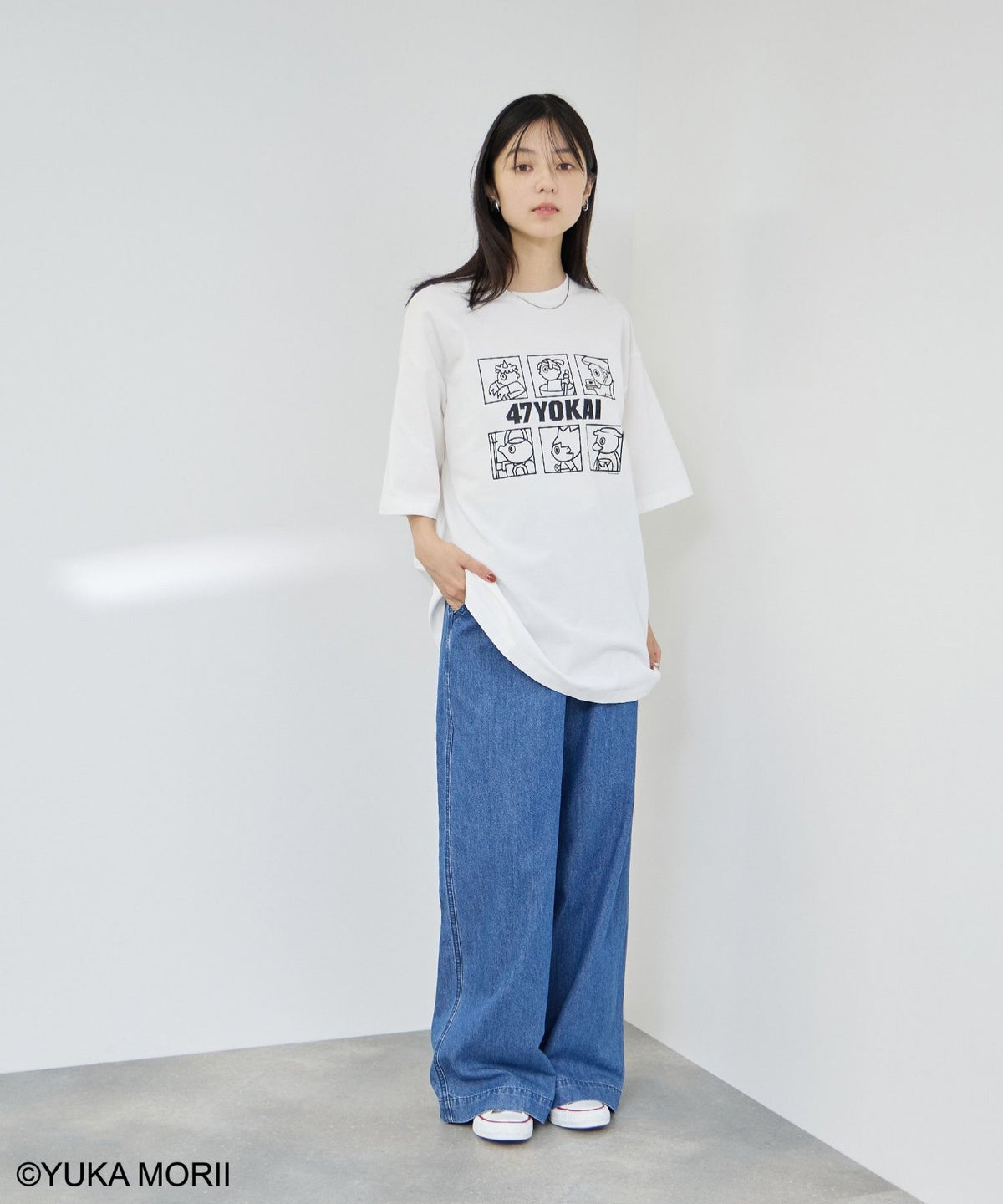 47YOKAI YOKAIモノクロキャラクタープリントTシャツ メンズ メール便 対応商品