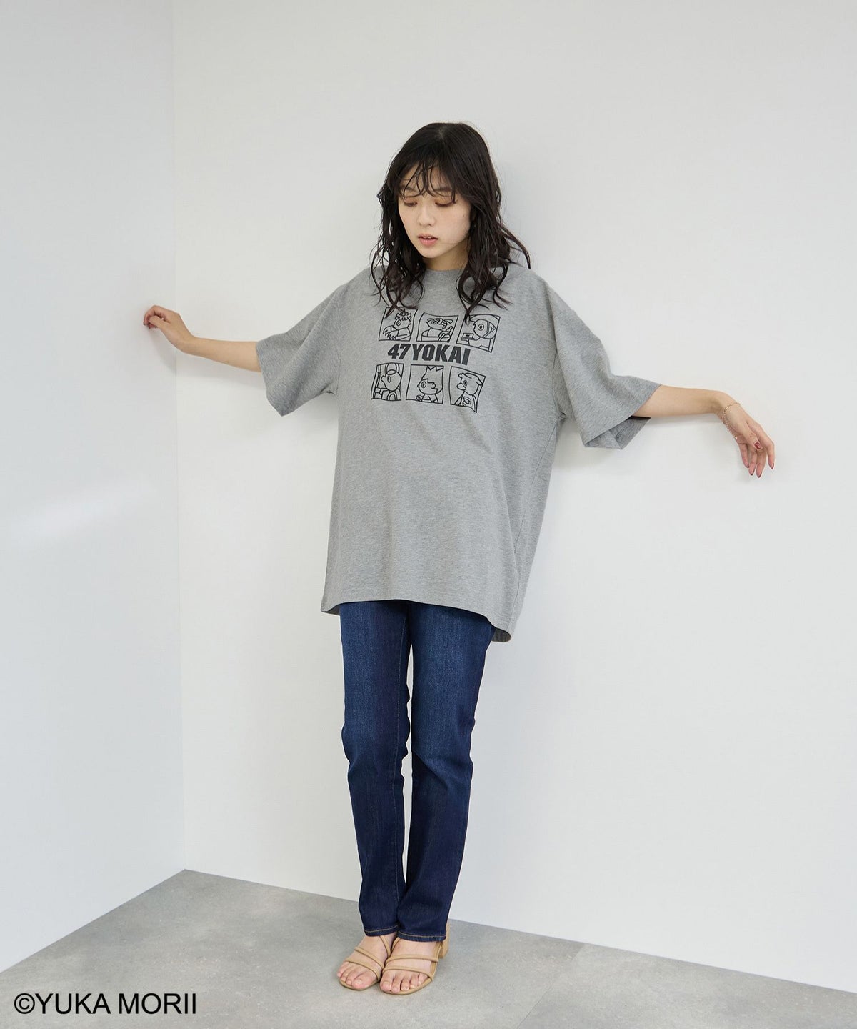 47YOKAI YOKAIモノクロキャラクタープリントTシャツ メンズ メール便 対応商品