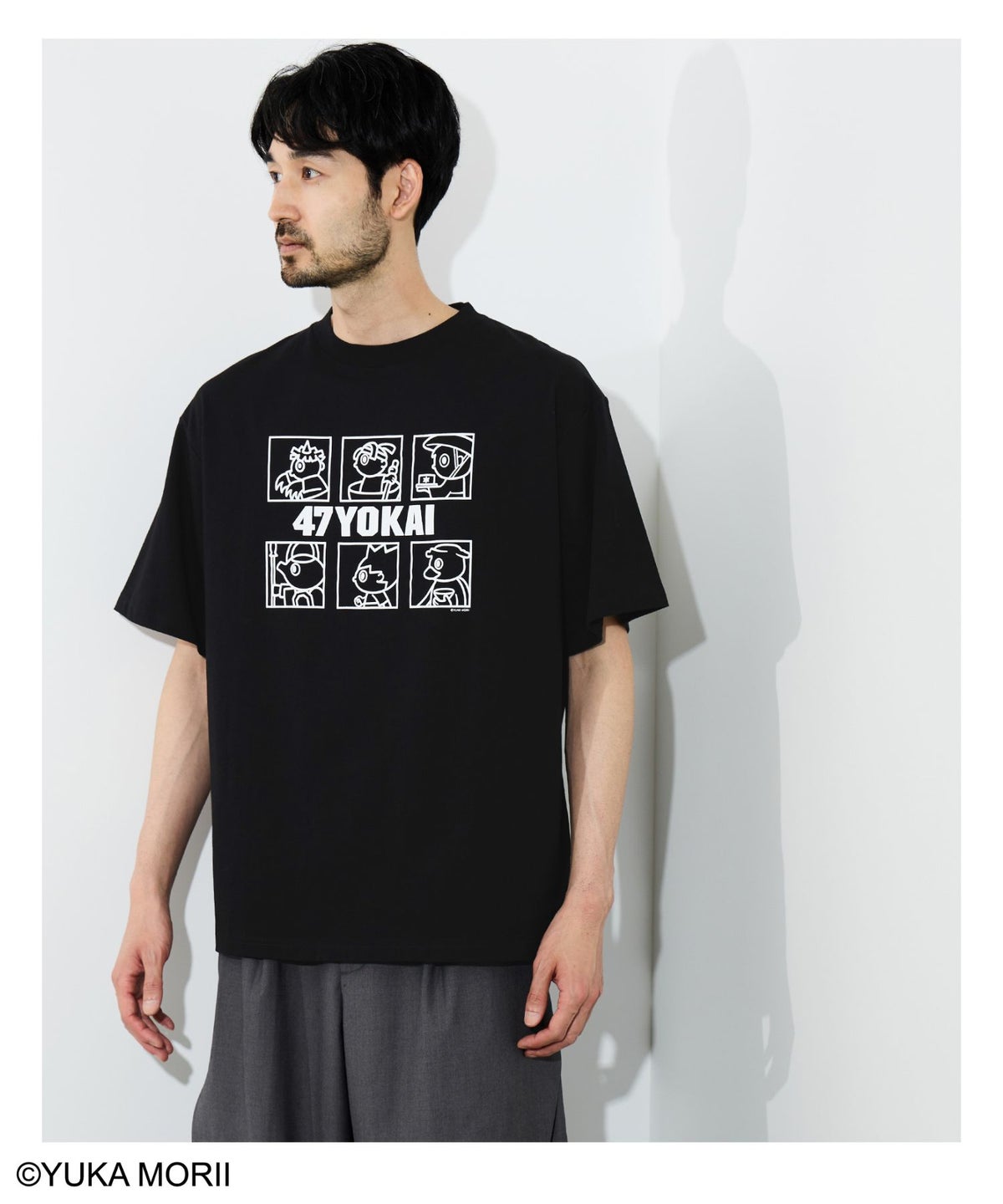 47YOKAI YOKAIモノクロキャラクタープリントTシャツ メンズ メール便 対応商品
