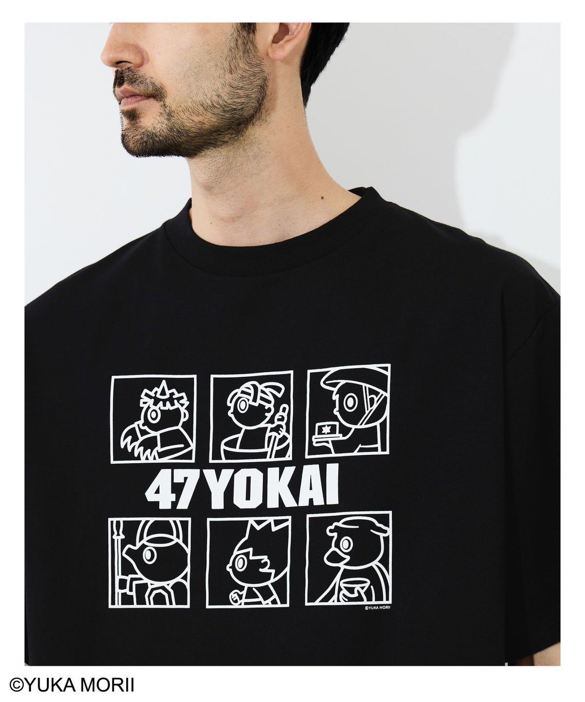 47YOKAI YOKAIモノクロキャラクタープリントTシャツ メンズ メール便 対応商品
