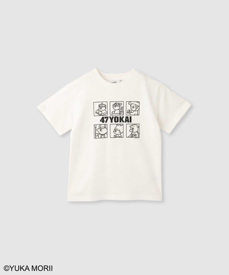 47YOKAI YOKAIモノクロキャラクタープリントTシャツ キッズ メール便 対応商品商品画像-2