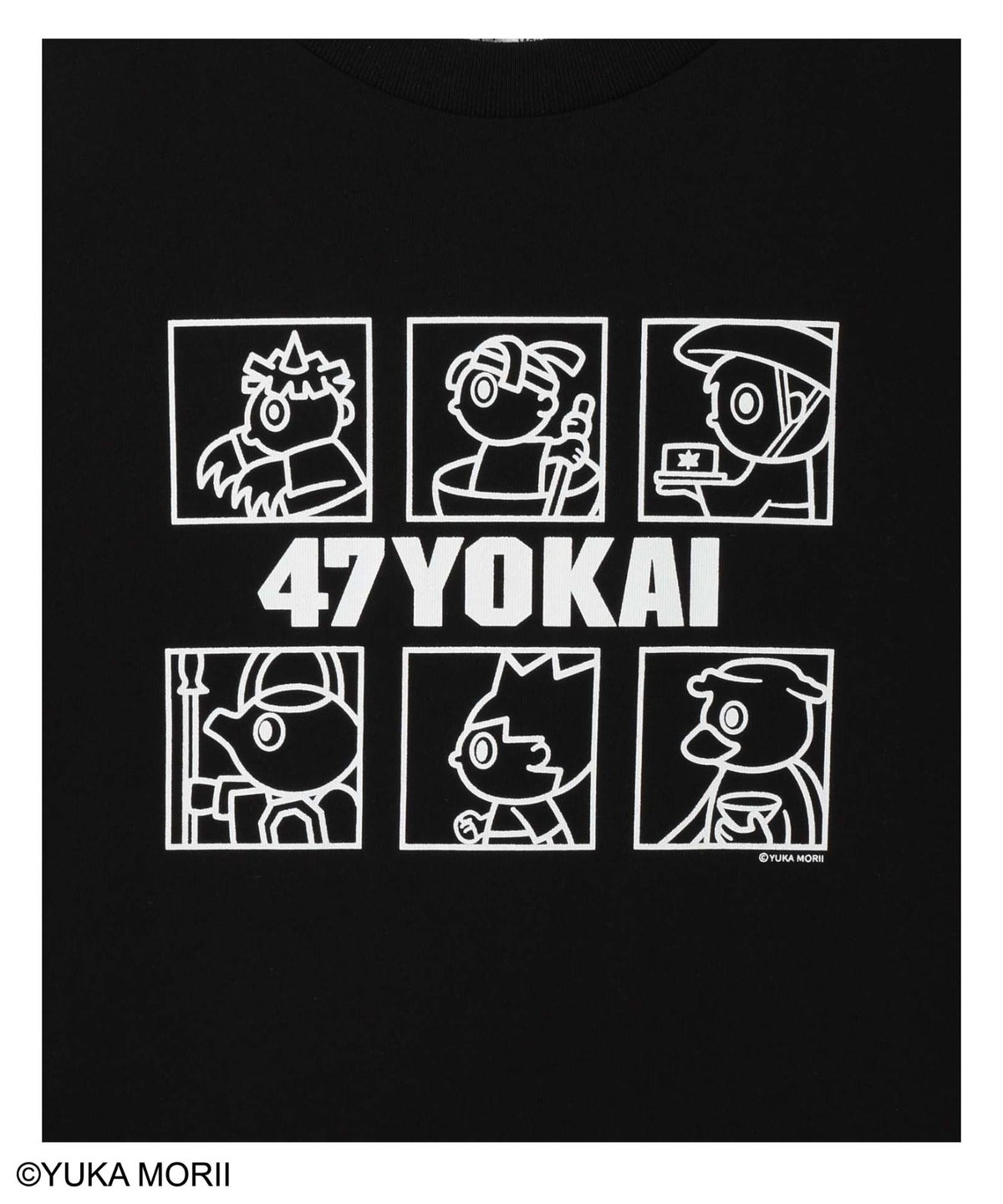47YOKAI YOKAIモノクロキャラクタープリントTシャツ キッズ メール便 対応商品