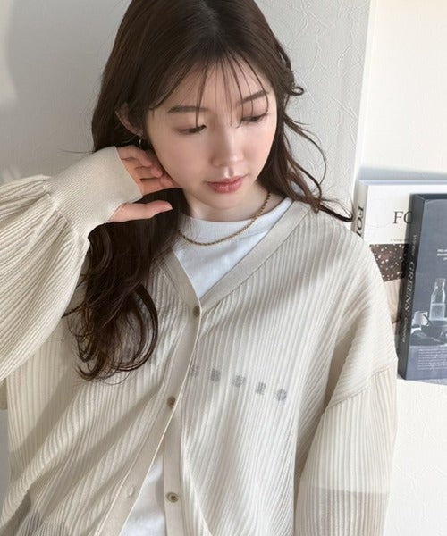 Classical Elf ひらっとサラッと心が躍る。オーバーサイズランダムタックシアーカーディガン商品画像-8