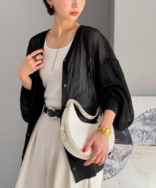 Classical Elf ひらっとサラッと心が躍る。オーバーサイズランダムタックシアーカーディガン商品画像-20