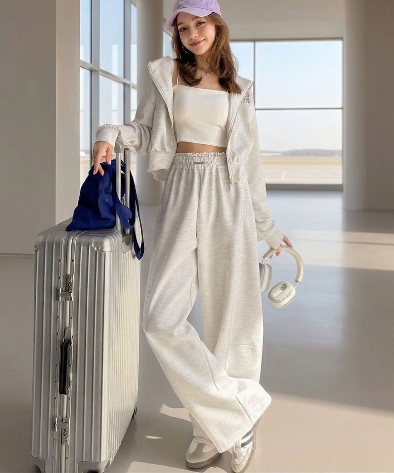Classical Elf 【mily bilet】ラフなのに上品見え!ウエストレースがアクセントの主役級カーブスウェットパンツ商品画像-25