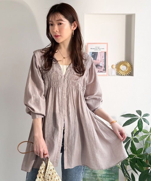 Classical Elf 柔らかく纏う、大人の甘さを。シアーワッシャー前後2WAYウエストシャーリングチュニック商品画像-20