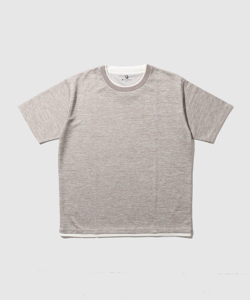 NAVY SARARI メランジワッフルフェイクレイヤードクルーネックTシャツ 速乾 メンズ メール便 対応商品商品画像-4