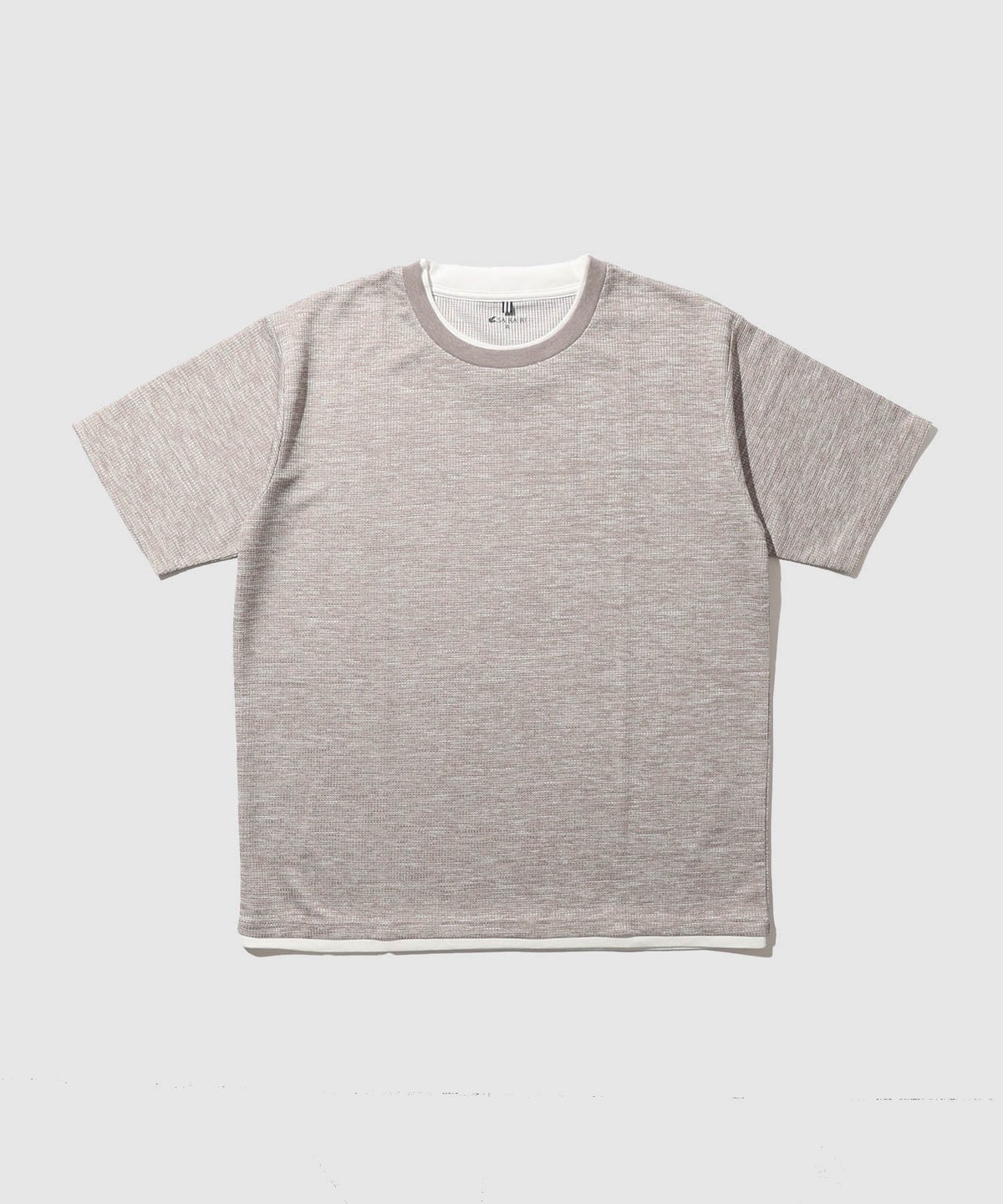 NAVY SARARI メランジワッフルフェイクレイヤードクルーネックTシャツ 速乾 メンズ メール便 対応商品