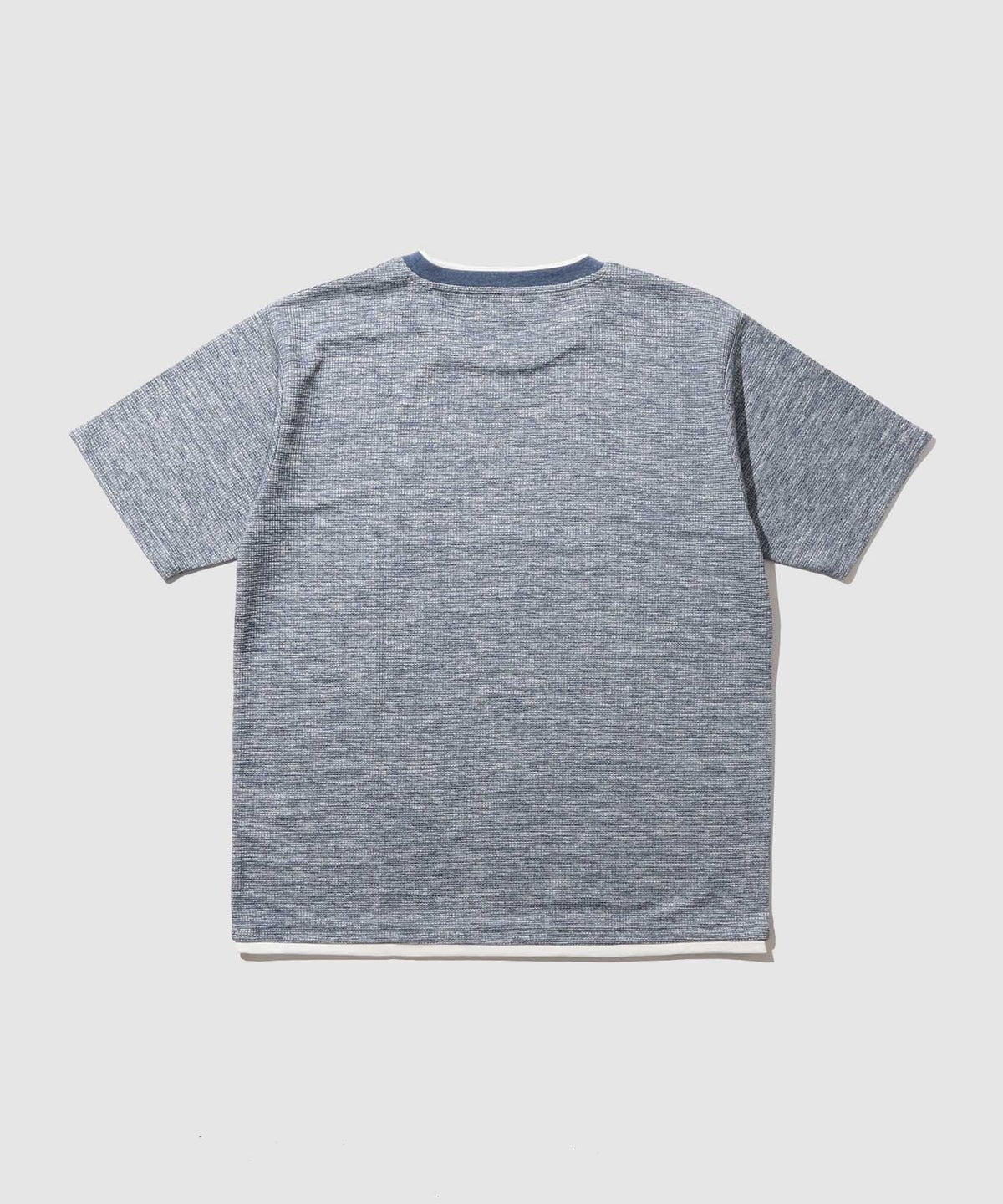 NAVY SARARI メランジワッフルフェイクレイヤードクルーネックTシャツ 速乾 メンズ メール便 対応商品