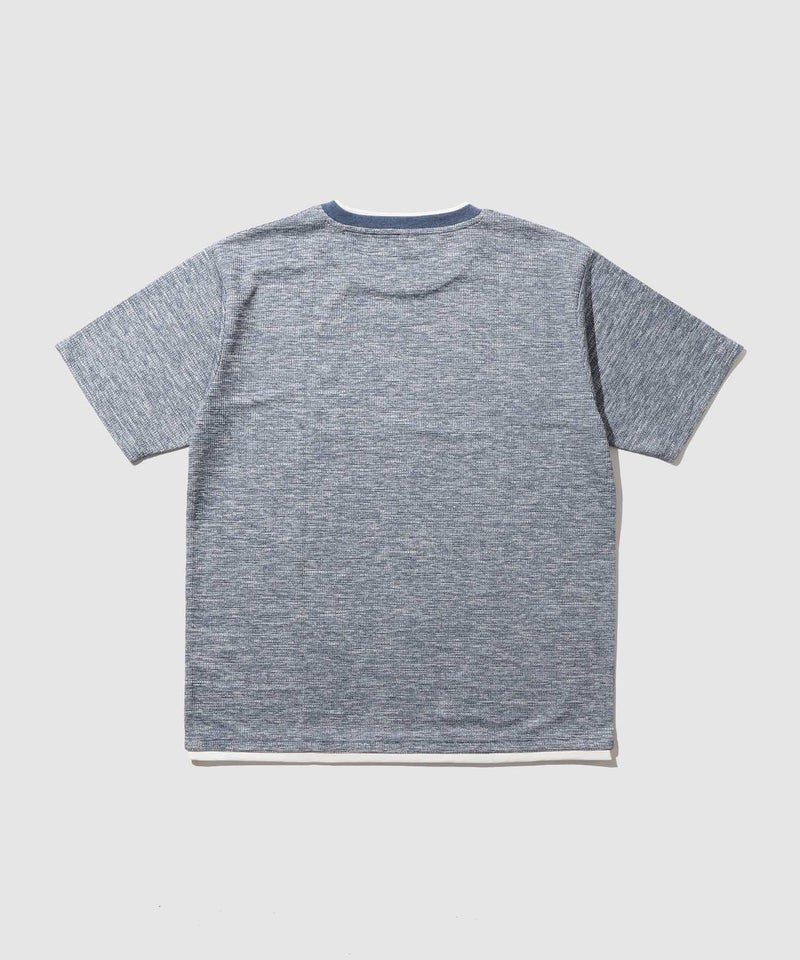 NAVY  SARARI メランジワッフルフェイクレイヤードクルーネックTシャツ 速乾 メンズ メール便 対応商品商品画像-5