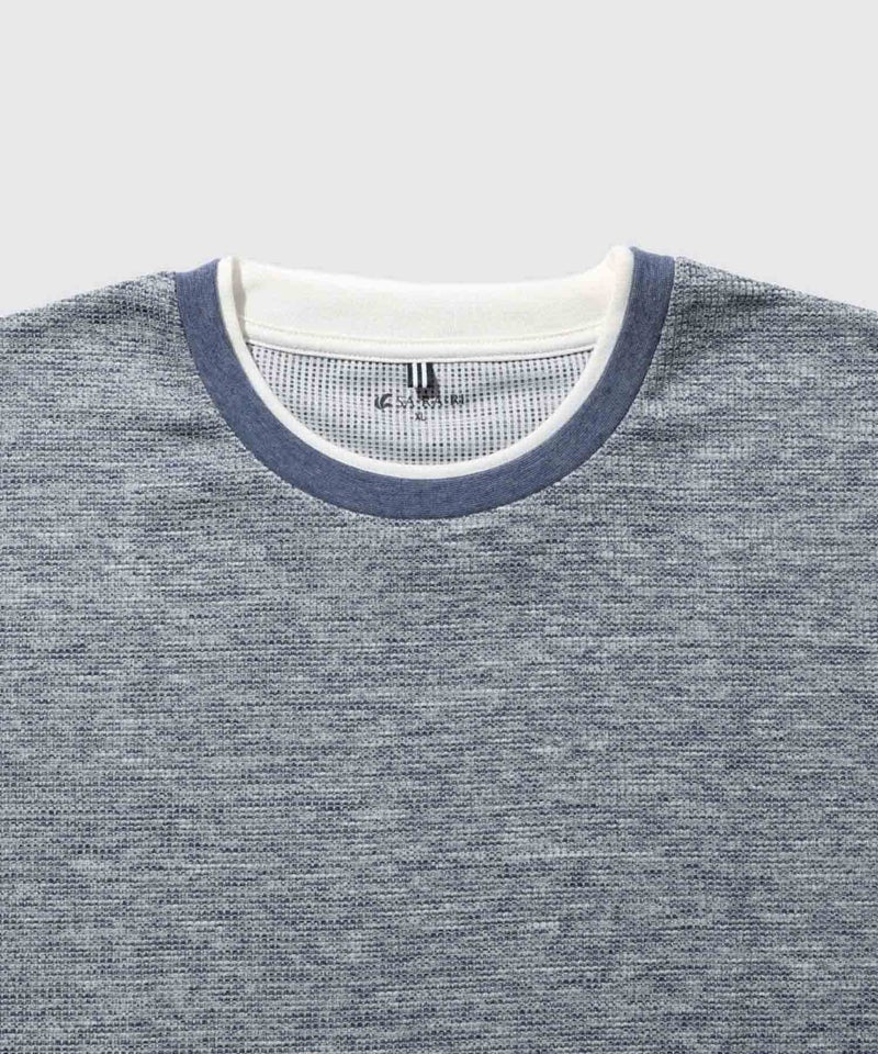 NAVY SARARI メランジワッフルフェイクレイヤードクルーネックTシャツ 速乾 メンズ メール便 対応商品商品画像-6